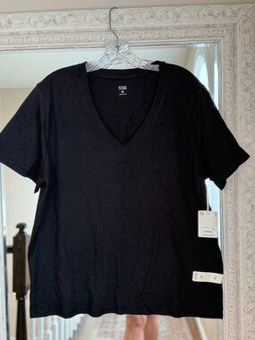 Black V Neck Tee, Cotton, Minimalist, Capsule, Casual, NWT XXL #75